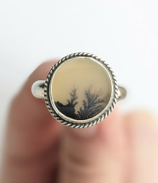 Dendritic Agate Ring In Size 10