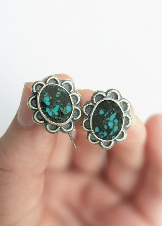 Tibetan Turquoise Flower Earrings