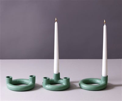 Green Aluminum 2 Tapered Candle Holder