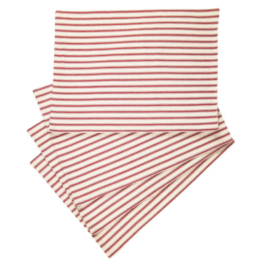 Ticking Stripe Red Placemats