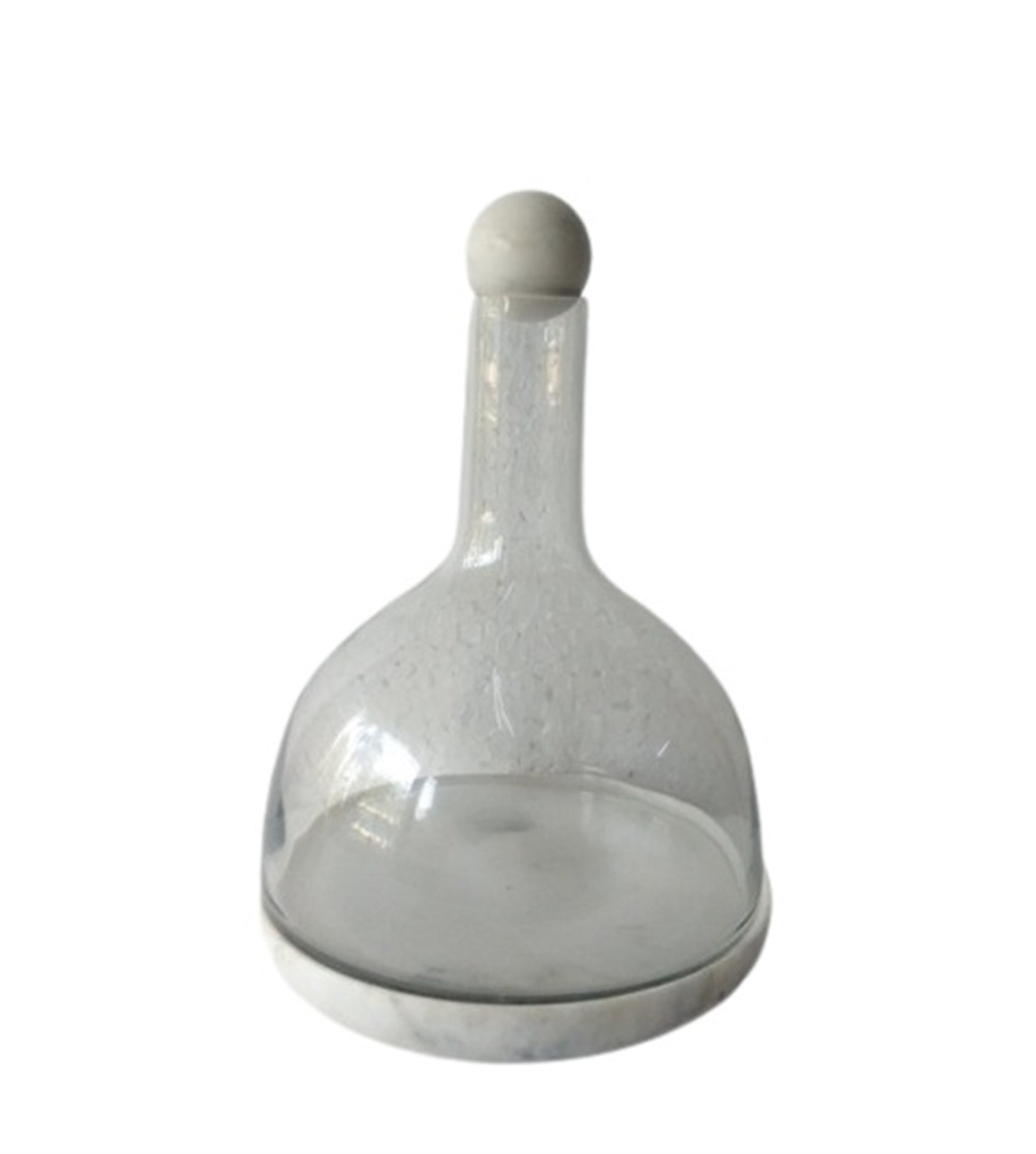 Glass Bottle With White Marble Base and Topper