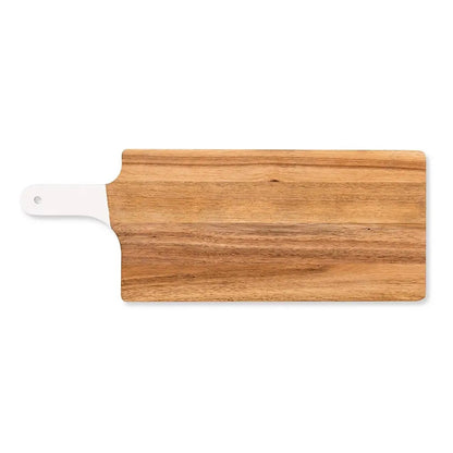 Wooden Cutting & Serving Board With White Handle