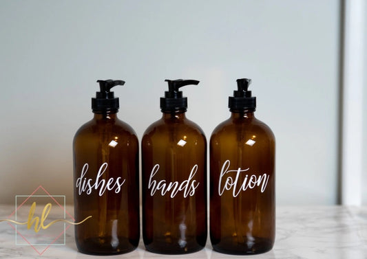 Amber Glass Soap Bottles